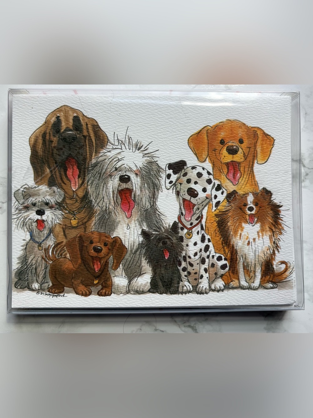 Vintage Suzy’s Zoo Dog 8 watercolor cards NEW Doxie mastiff terrier